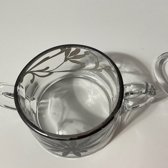 VTG Clear Glass Silver Overlay Cream & Sugar Set - Picture 8 of 9